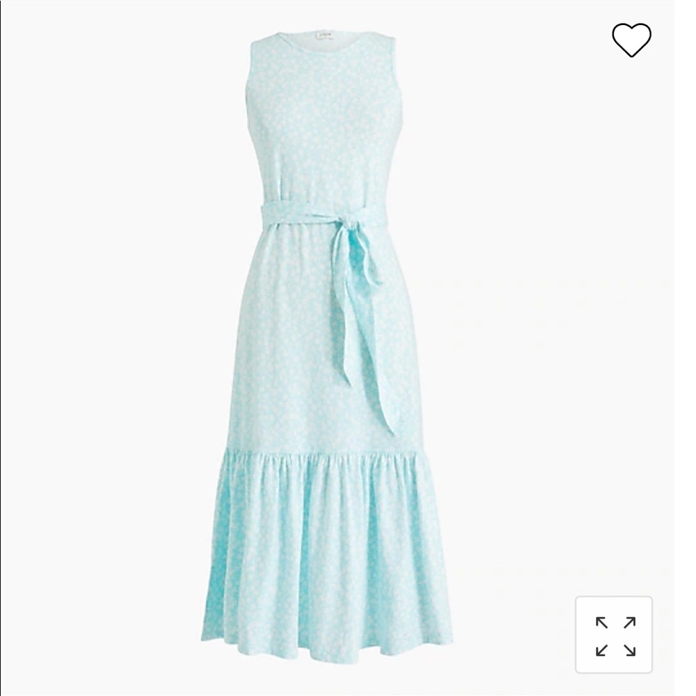 J. Crew Knit Tie-Waist Midi Dress in Soft Aqua White